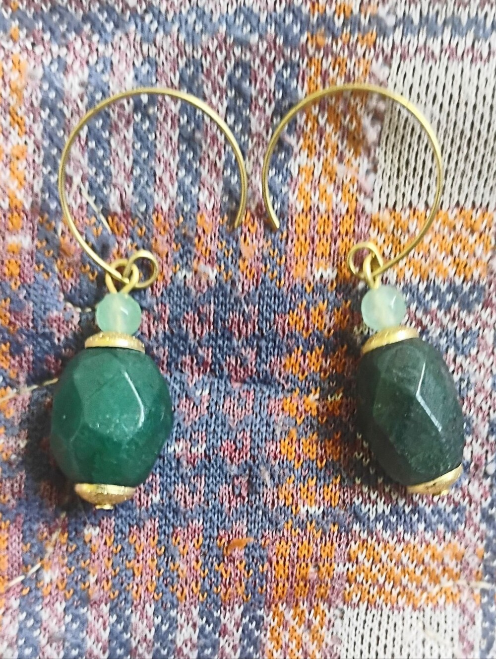 Faceted Emerald And Aventurine Earrings